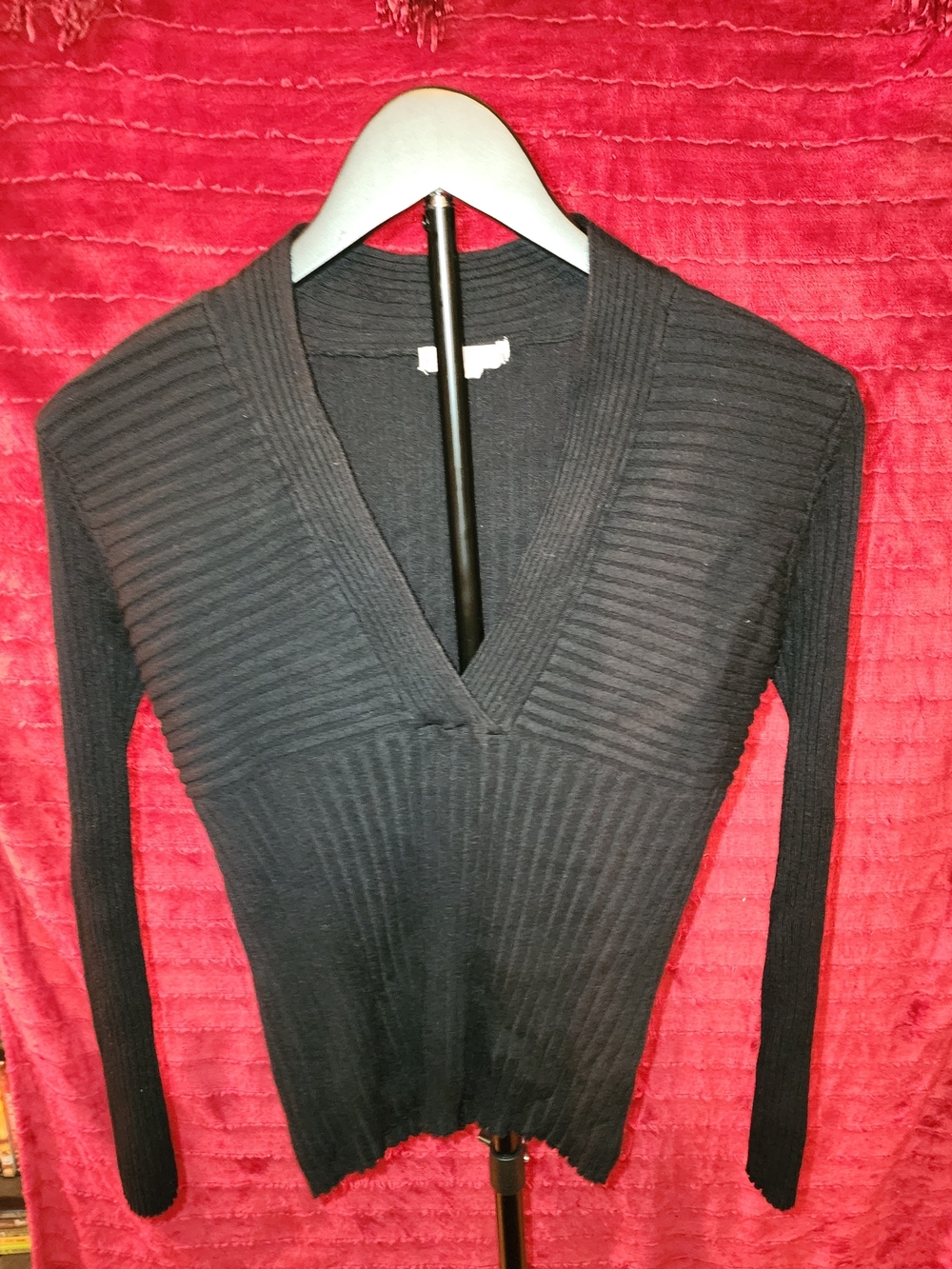 It's Our Time Black Ribbed V-Neck Sweater